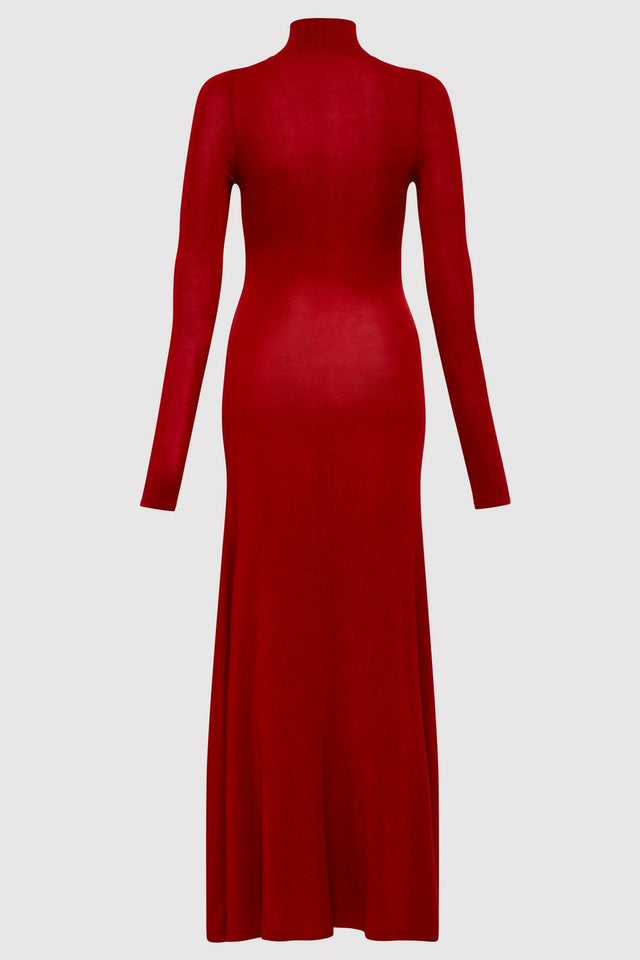 St Agni Rouge Jersey Long Sleeve Dress - 6 / Red - Dresses
