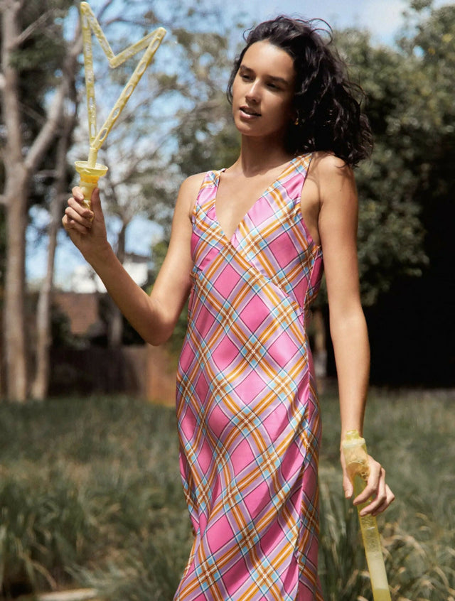 Steele Eadie Dress in Pink Check - 8 / Multi - Dresses