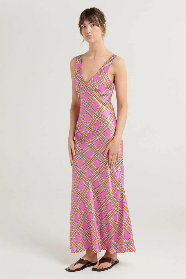 Steele Eadie Dress in Pink Check - 8 / Multi - Dresses