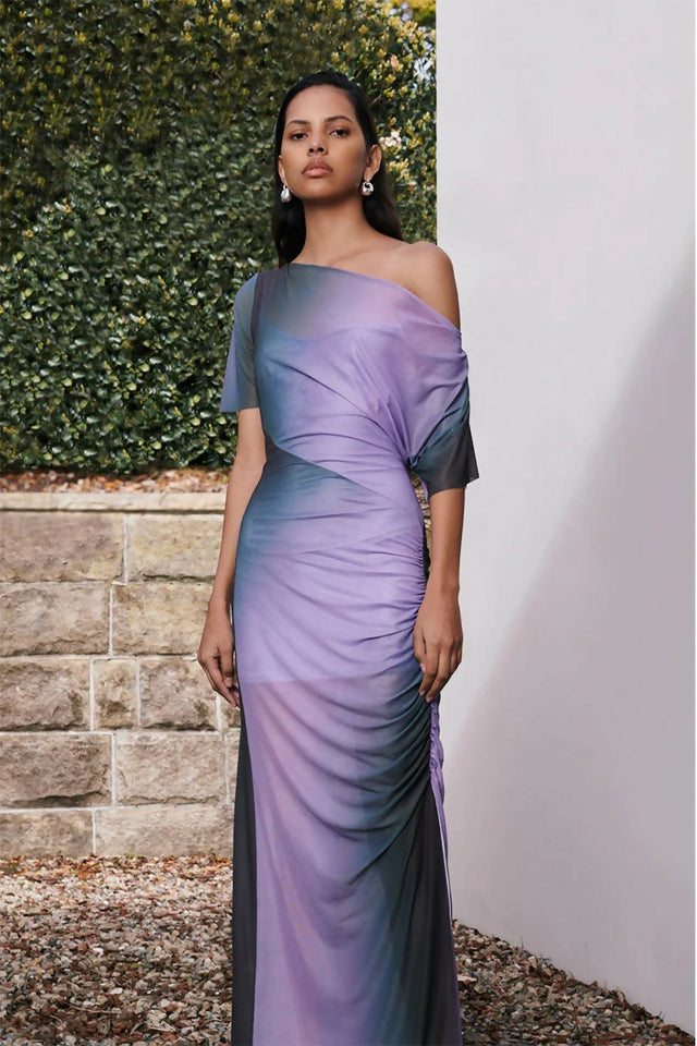 Suboo Olafur Draped Cowl Neck Longline Dress Purple Size AU 10 - 10 / Purple - Dresses