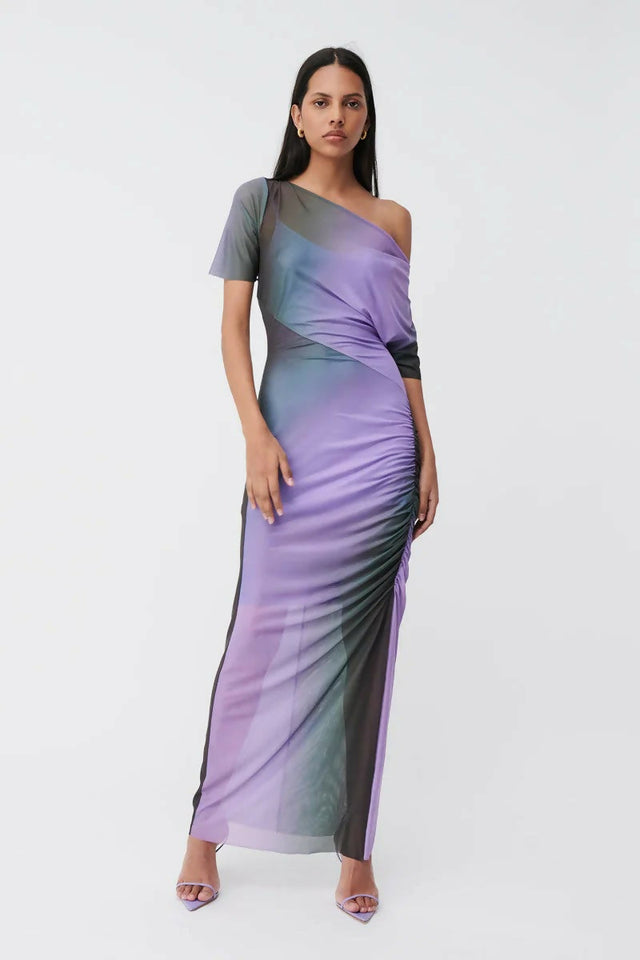Suboo Olafur Draped Cowl Neck Longline Dress Purple Size AU 10 - 10 / Purple - Dresses