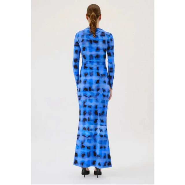 Suboo Shibori Long Sleeve Ruched Maxi Dress Blue - Dresses