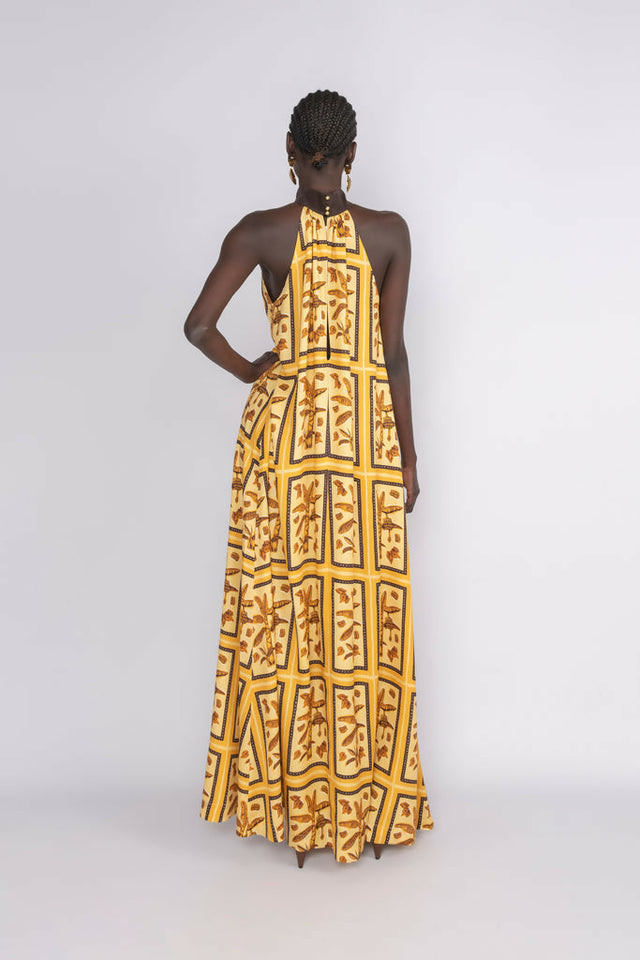 Sunset Lover Tiled Hanson Palm Full Length Dress - 8 / Print - Dresses