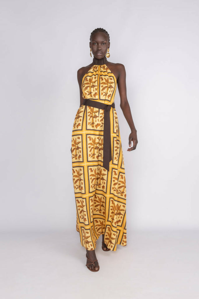 Sunset Lover Tiled Hanson Palm Full Length Dress - 8 / Print - Dresses
