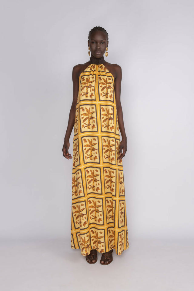 Sunset Lover Tiled Hanson Palm Full Length Dress - 8 / Print - Dresses