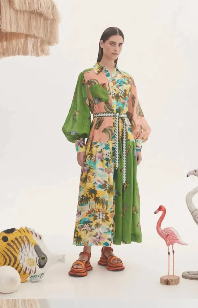 Alemais Holiday Patchwork Shirtdress in Multi
