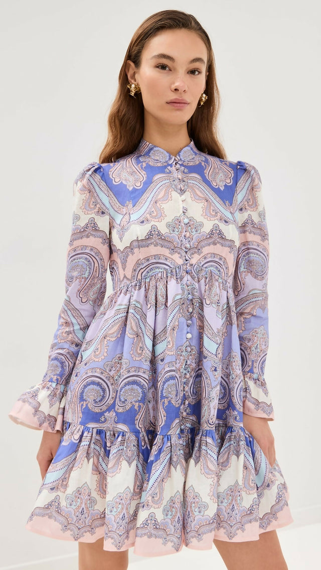 Zimmermann Maxine Purple Paisley Mini Dress