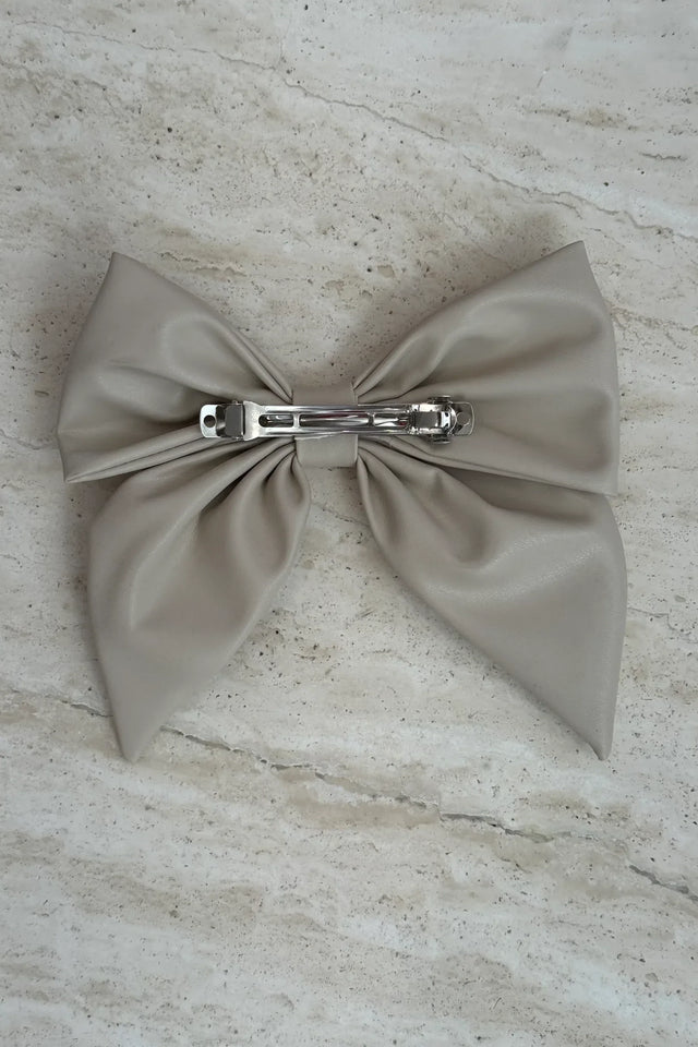 The Luxe Closet Australia Nude Leather Bow - Gray - Accessories