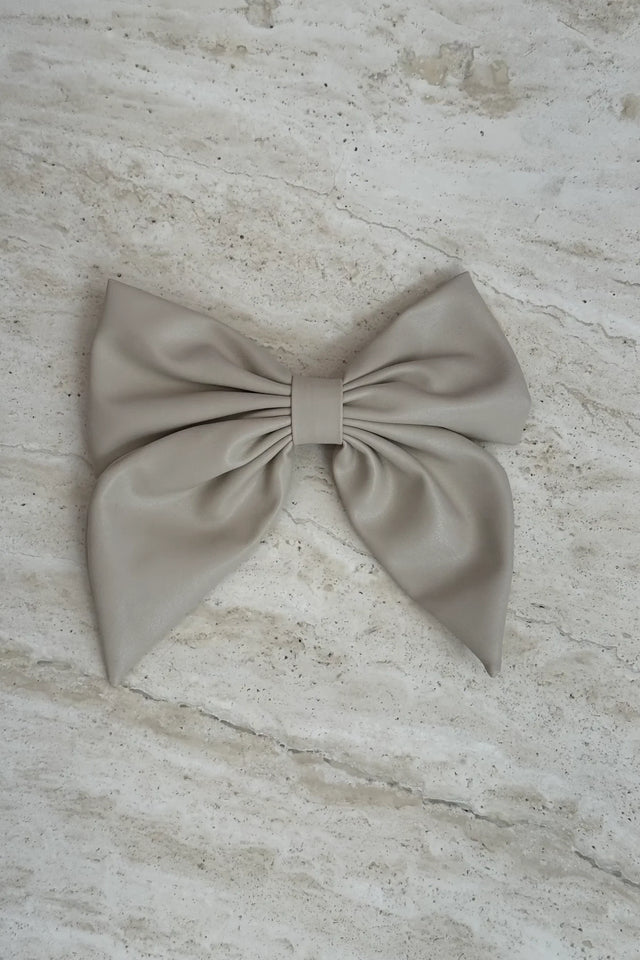 The Luxe Closet Australia Nude Leather Bow - Gray - Accessories
