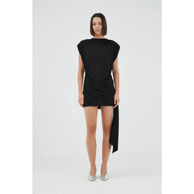 Third Form Aura Draped Mini Dress Black - Dresses