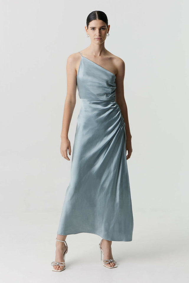 Third Form Satin Gather One Shoulder Dress Blue Size AU 12 - 12 / Blue - Dresses