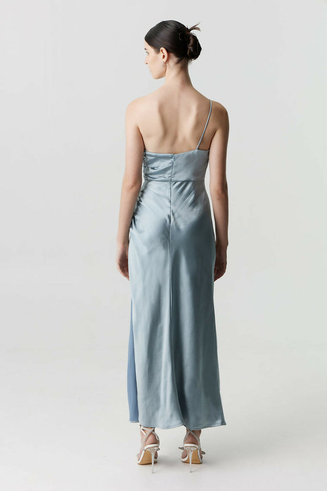 Third Form Satin Gather One Shoulder Dress Blue Size AU 12 - 12 / Blue - Dresses