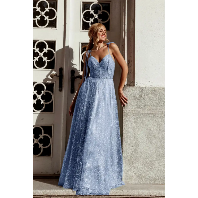 Tina Holly TK311 in Cornflower Blue Glitter - 8 / Blue - Dresses