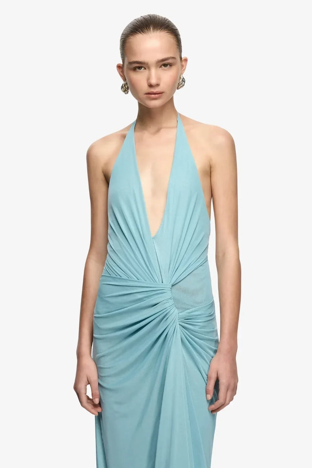 Bec & Bridge Xanthi V Neck Maxi Dress in Bermuda Blue