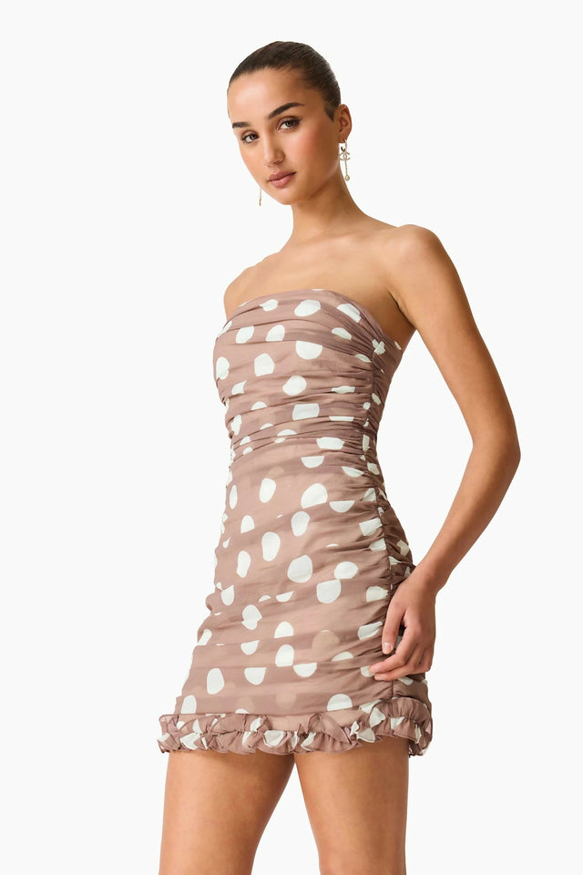 Elliatt Sola Polka Dot Strapless Gown