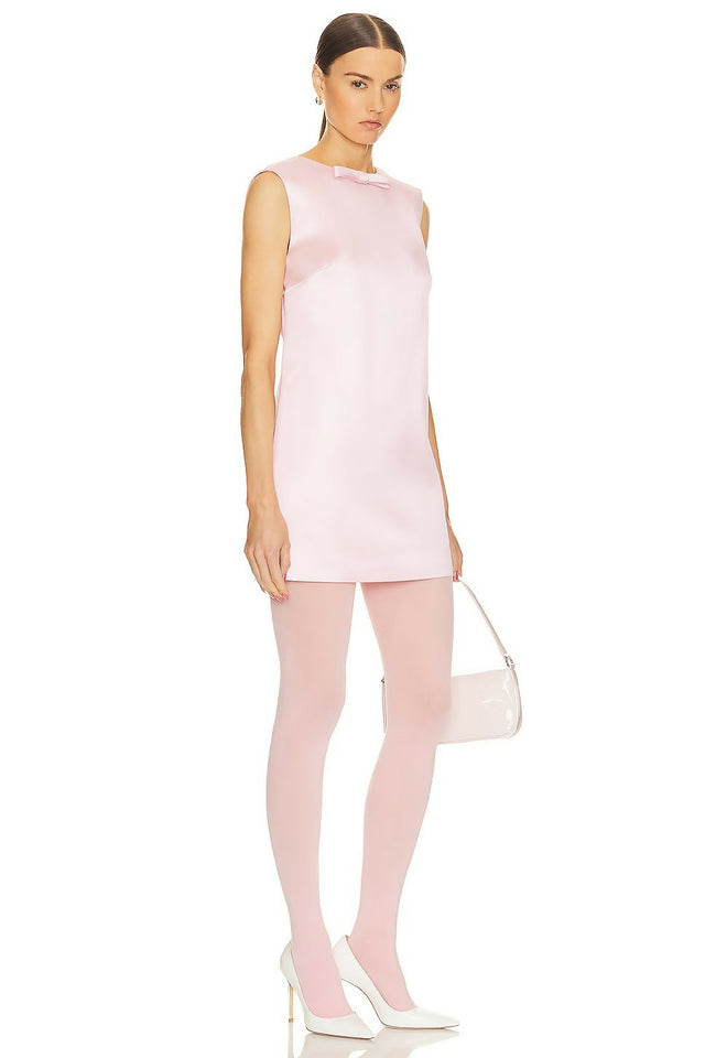 Helsa Heavy Satin Bow Backless Mini Dress Pale Pink