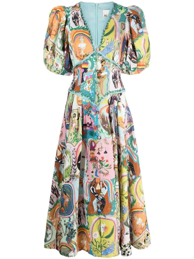Alemais Evergreen Midi Dress Multi
