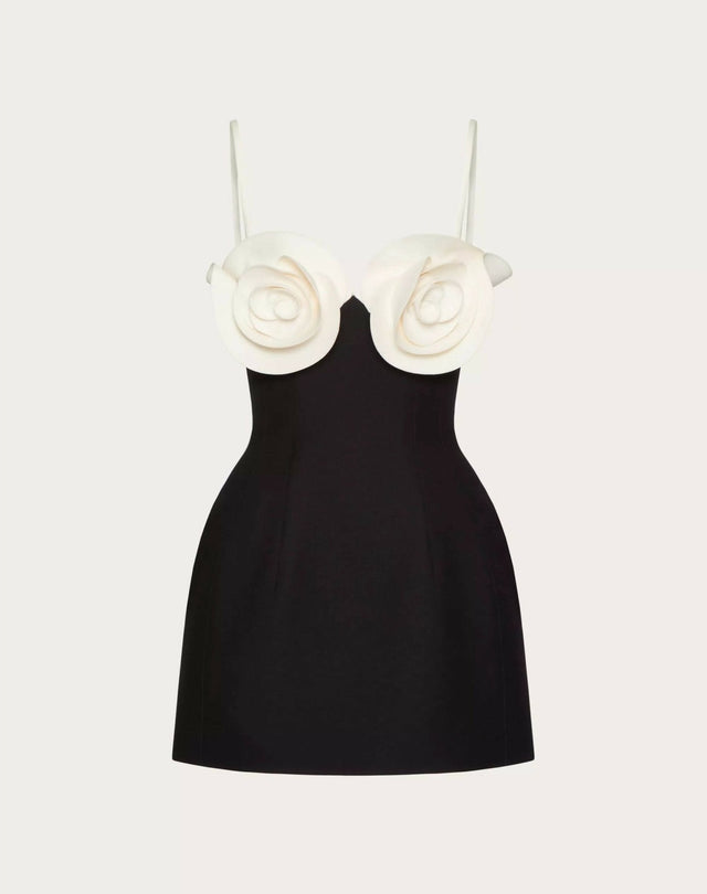 Valentino - Valentino Crepe Applique Rosette Dress
