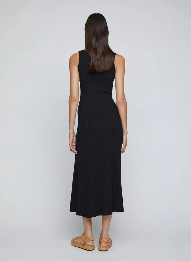Anna Quan Dido Rib Knit Midi Dress Black