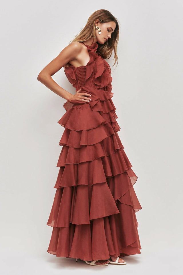 Aje Cleo Gown Rust