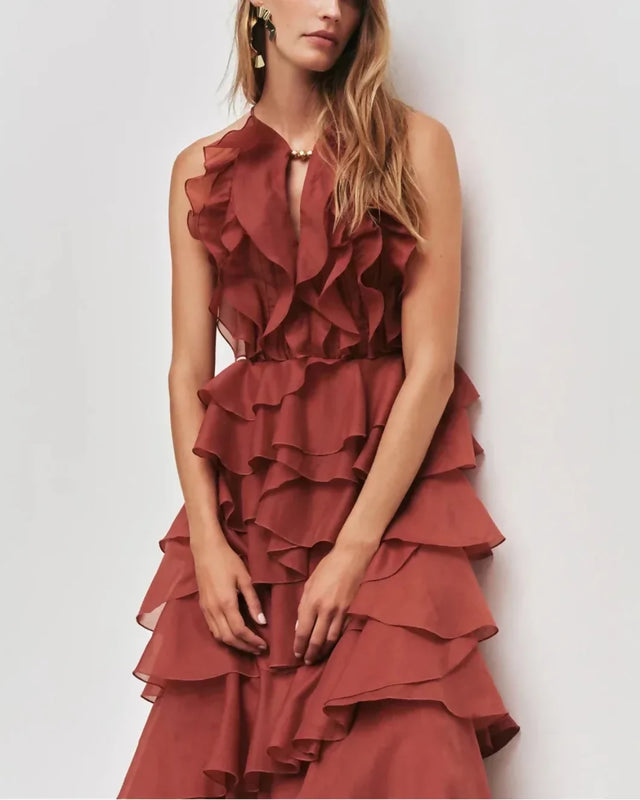 AJE Cleo Gown - Rust