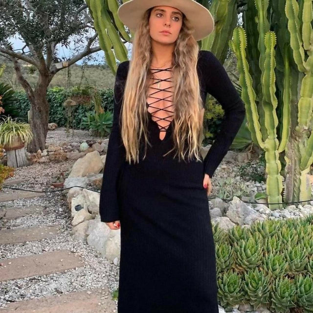 VRG GRL Vibes Are Real Knit Maxi Dress - 10 / Black - Dresses