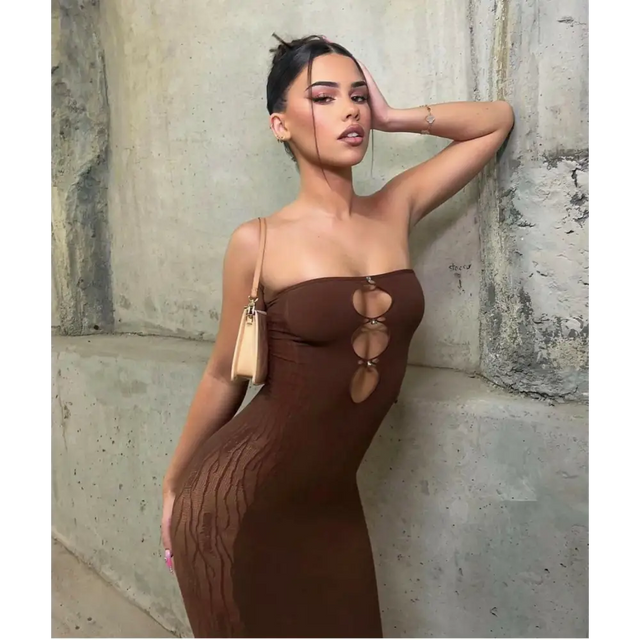 Whitefox ’Your Peace’ Midi - OS / Brown - Dresses