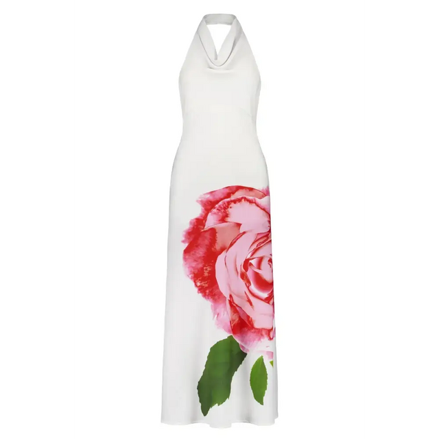 With Harper Lu Cowl Slip Dress - White Rose - Print / 10 - Dresses