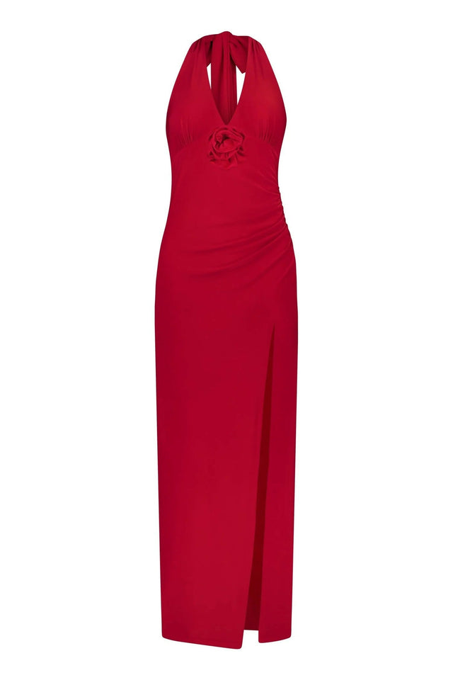 With Harper Lu Halter Maxi Dress Cherry Red Rose Size AU 8 - 8 / Red - Dresses
