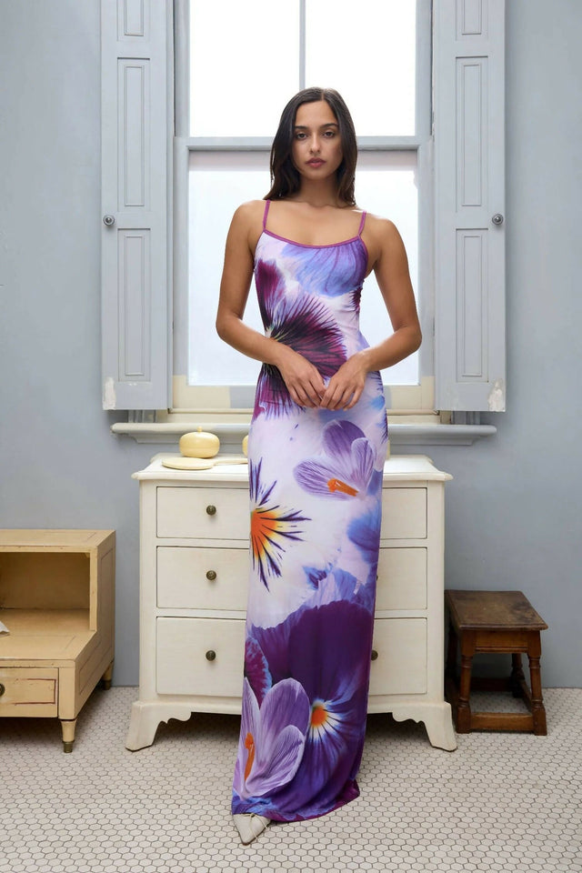 With Harper Lu Indigo Blossom Midi Dress - 8 / Indigo - Dresses