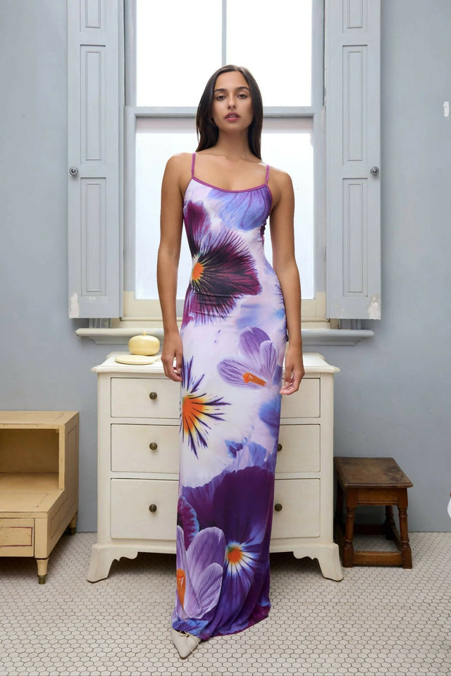With Harper Lu Indigo Blossom Midi Dress - 8 / Indigo - Dresses