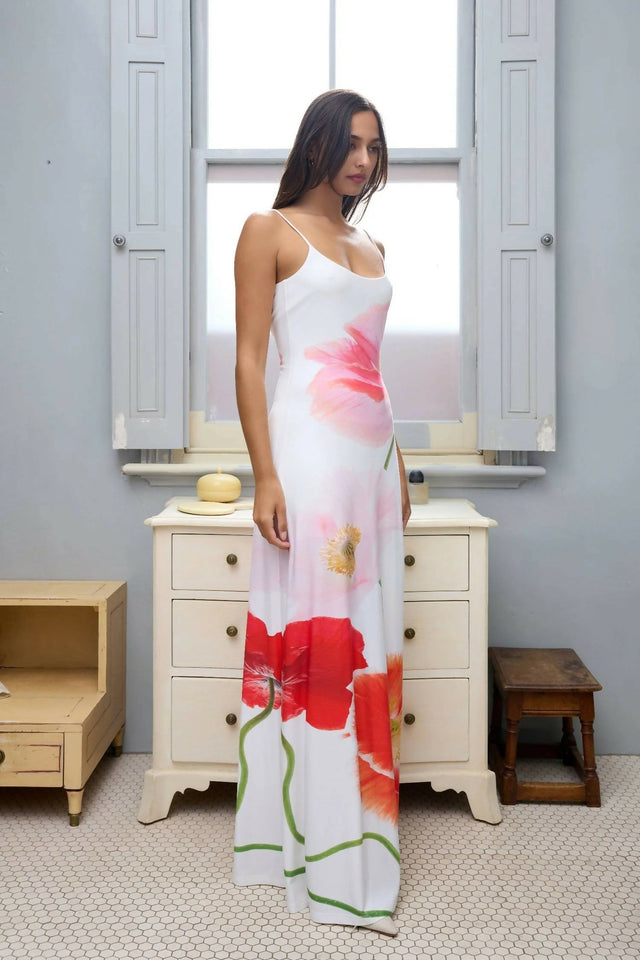 With Harper Lu Low Back Citrus Poppy Maxi Dress - Dresses