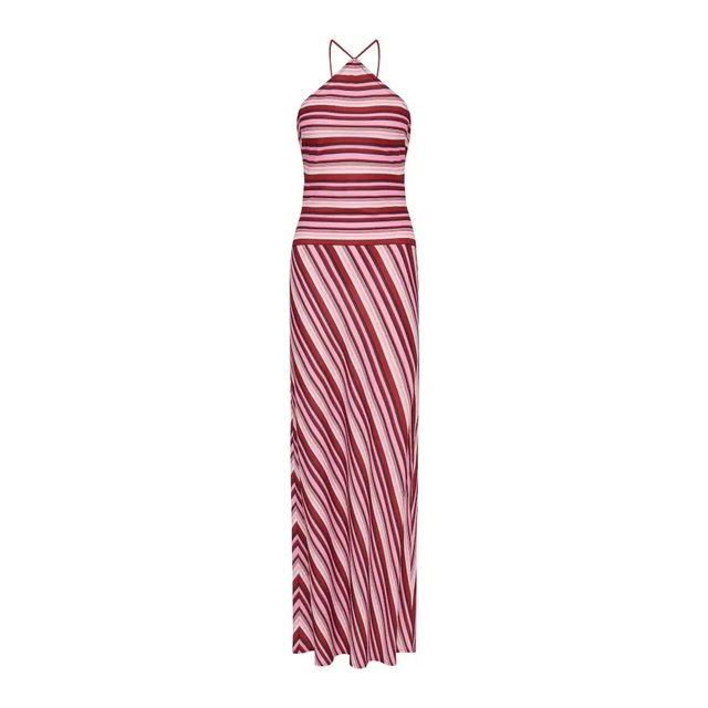 With Harper Lu Magenta Stripe Halter Size 8 - 8 / Multi - Dresses