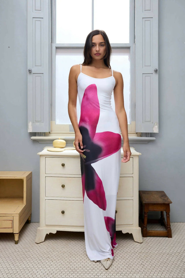 With Harper Lu Slip Dress Pearl Lily Floral - 10 / Multi - Dresses
