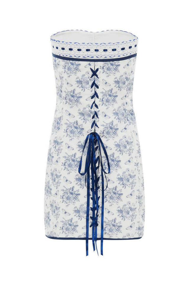With Jean Sabrin Strapless Mini Dress in Toile Papillon - Dresses