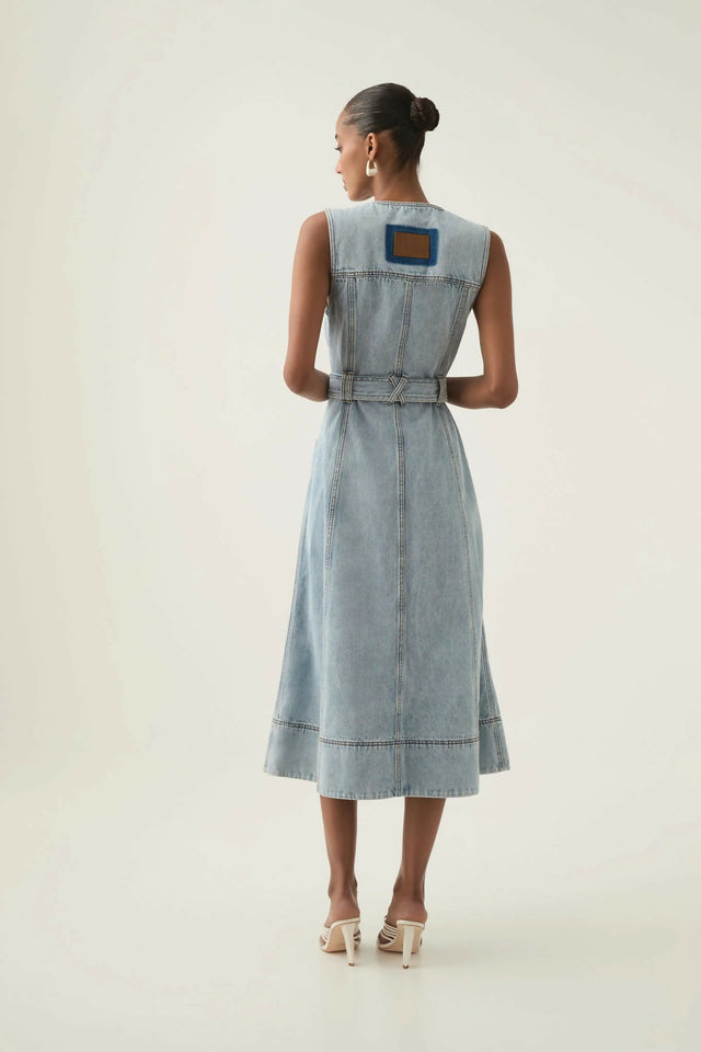 Aje Aura Denim Midi Dress