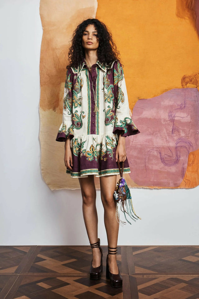 Alemais Ruthie Linen Mini Shirt Dress