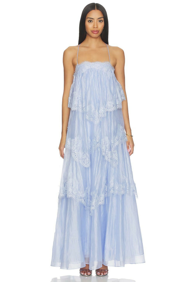 Aje Ophelia Lace Gown in French Blue