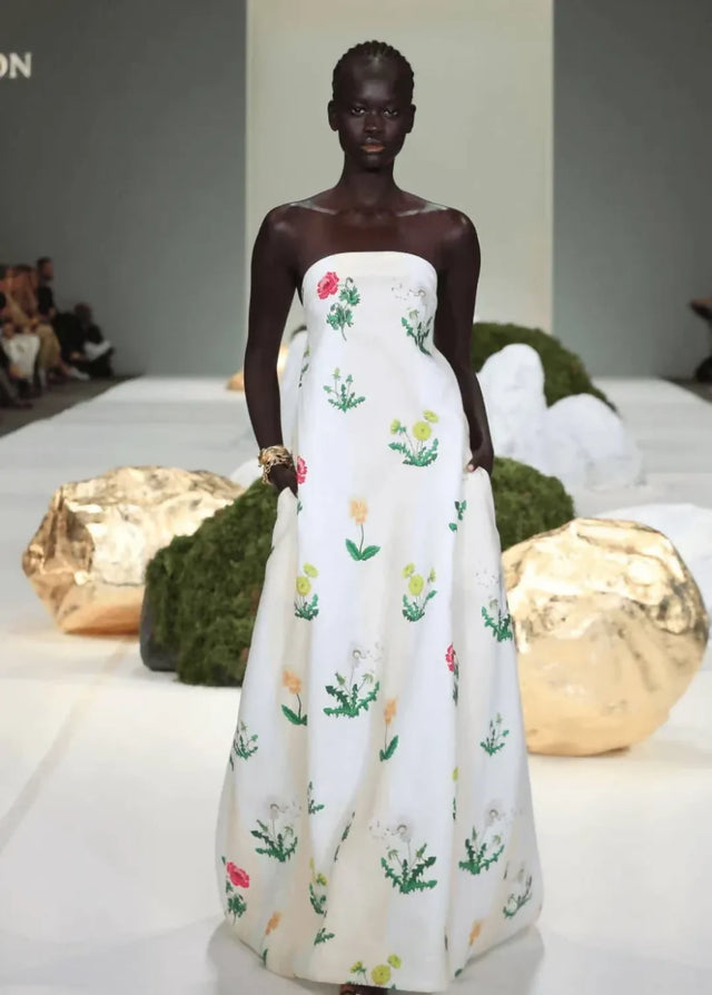 Oroton Poppy Print Gown Cream Floral