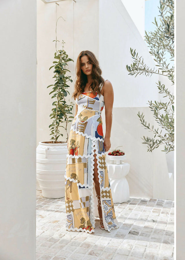 Zaco Capricci Dress Villagio Purple Maxi Size L / 12 - 12 / Print - Dresses