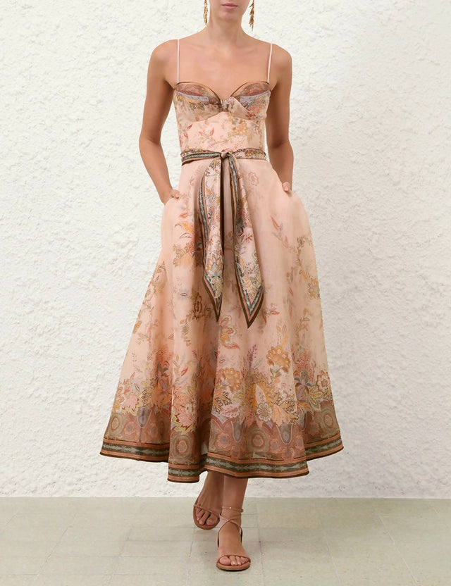 Zimmermann Alchemy Structured Midi Dress Pink Paisley Size / AU 8 - 8 / Pink - Dresses