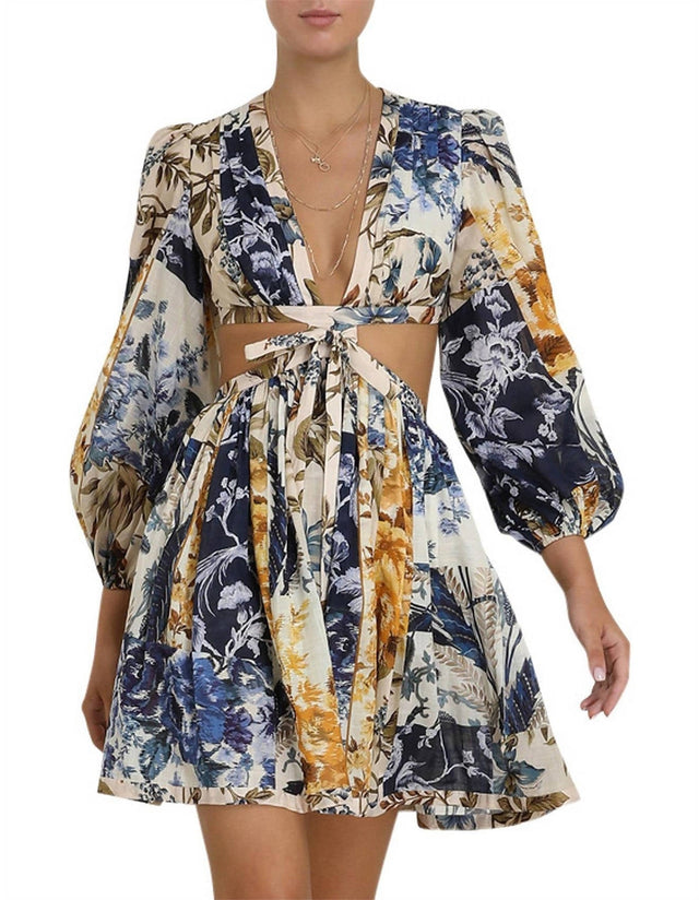 Zimmermann Aliane Cut Out Short Dress - Dresses