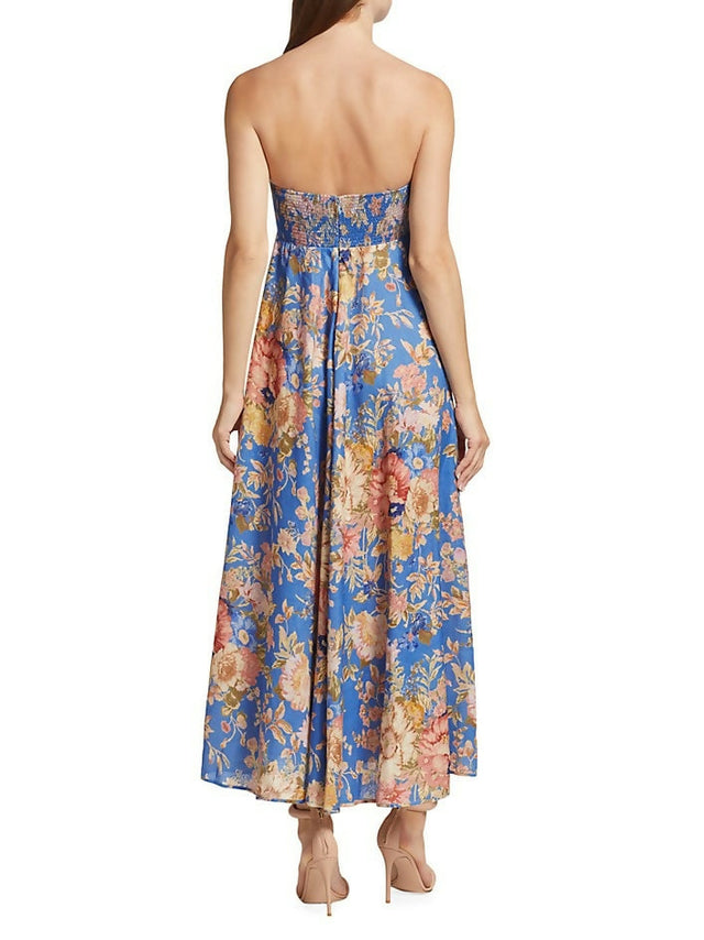 Zimmermann August Bandeau Midi Dress Dusty Blue Floral Size 2/AU 12 - 12 / Floral - Dresses