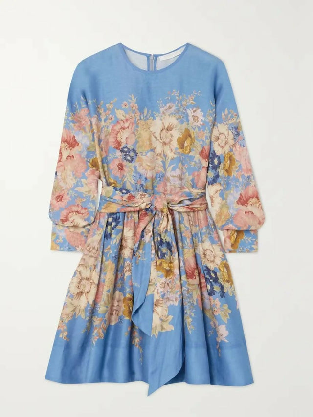 ZimmermannAugustBeltedFloral-PrintLinenMiniSTOCK