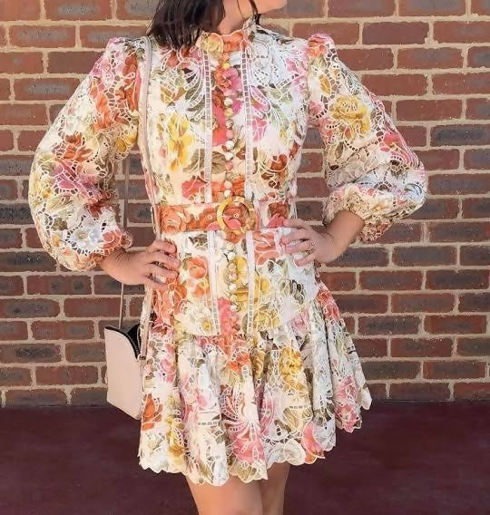 Zimmermann Bonita Frill Mini Dress - 10 / Floral - Dresses