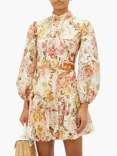 Zimmermann Bonita Frill Mini Dress - 10 / Floral - Dresses