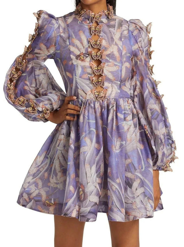 Zimmermann - Zimmermann Botanica Butterfly Mini Dress Pandanus Size 0/AU 8