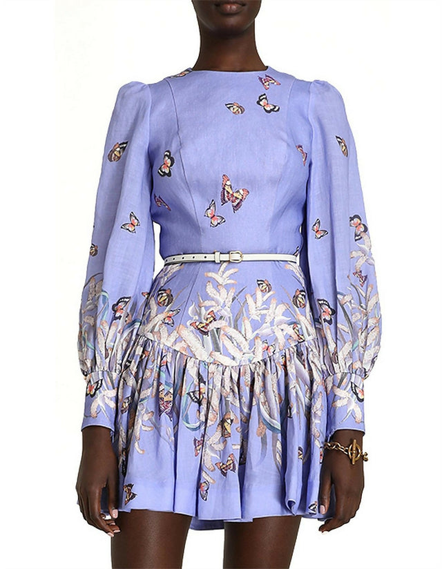 Zimmermann Botanical Belted Mini Size 12 - 12 / Purple - Dresses