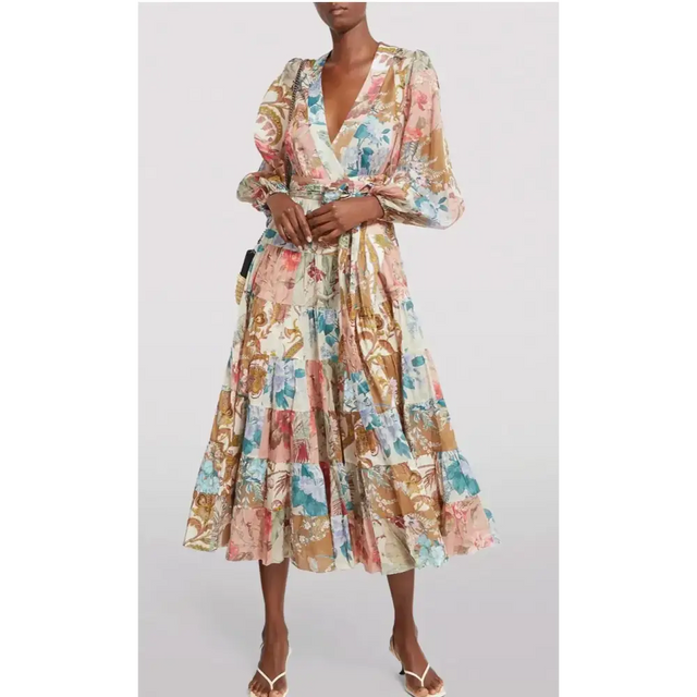 Zimmermann Cassia Patch Wrap Midi Dress Print - Dresses