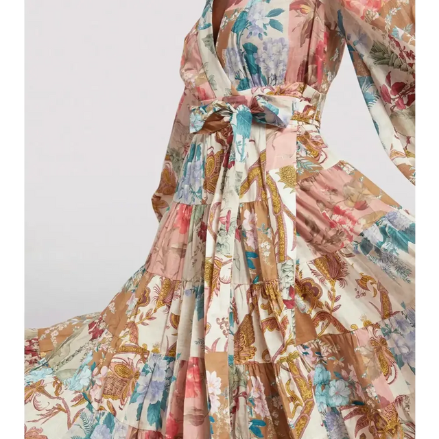 Zimmermann Cassia Patch Wrap Midi Dress Print - Dresses